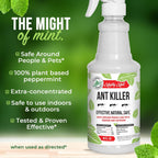 Mighty Mint Peppermint Oil Ant Killer Spray – Natural Ant Repellent For Indoor & Outdoor Use – Plant-Based Insect & Pest Control – 16 Oz