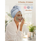 Hicober Microfiber Hair Towel Wrap, Fast Drying Hair Towels For Women, Soft Lightweight Quick Dry Turban For Curly & Long Hair–3 Pack(Blue/Grey/Pink)