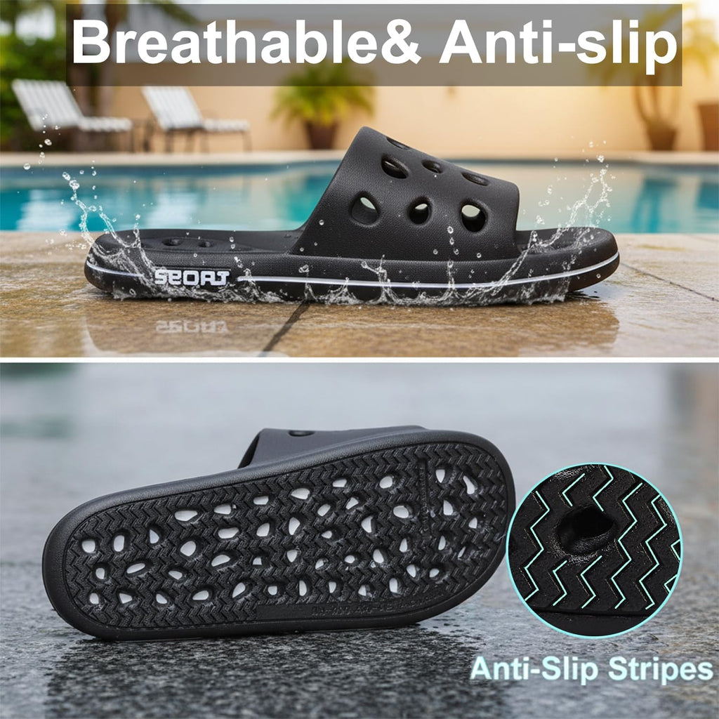 Finleeo Shower Sandals With Drainage Holes - Quick Drying Bathroom & Gym Slippers For Men And Women