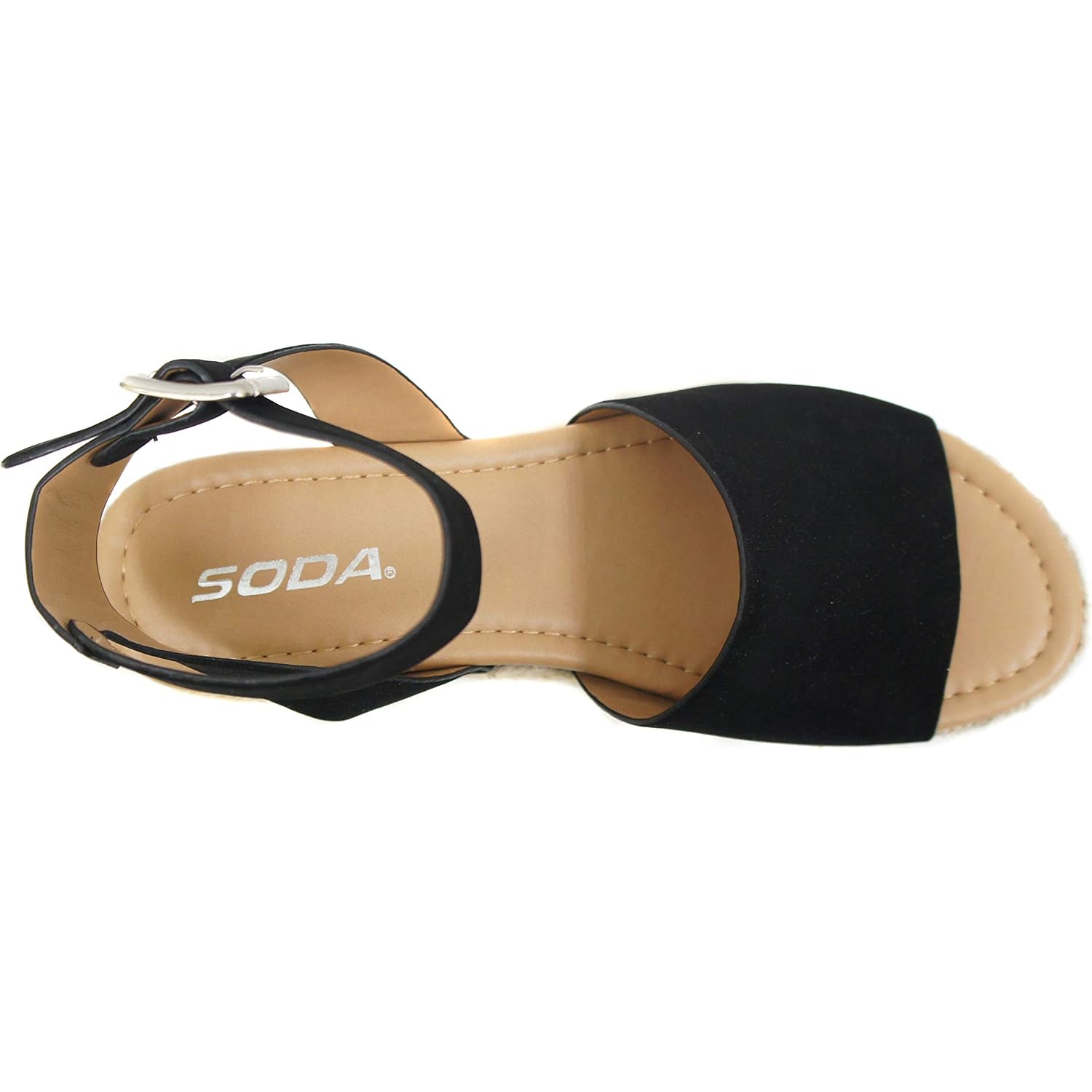 Soda Topic Open Toe Buckle Ankle Strap Espadrilles Flatform Wedge Casual Sandal