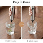 Rechargeable Milk Frother Handheld, Electric Foam Maker With Dual Spring Whisk, 3 Speeds For Coffee, Latte, Matcha, Hot Chocolate, Portable Charging Usb-C Stainless Steel Hand Drink Mixer