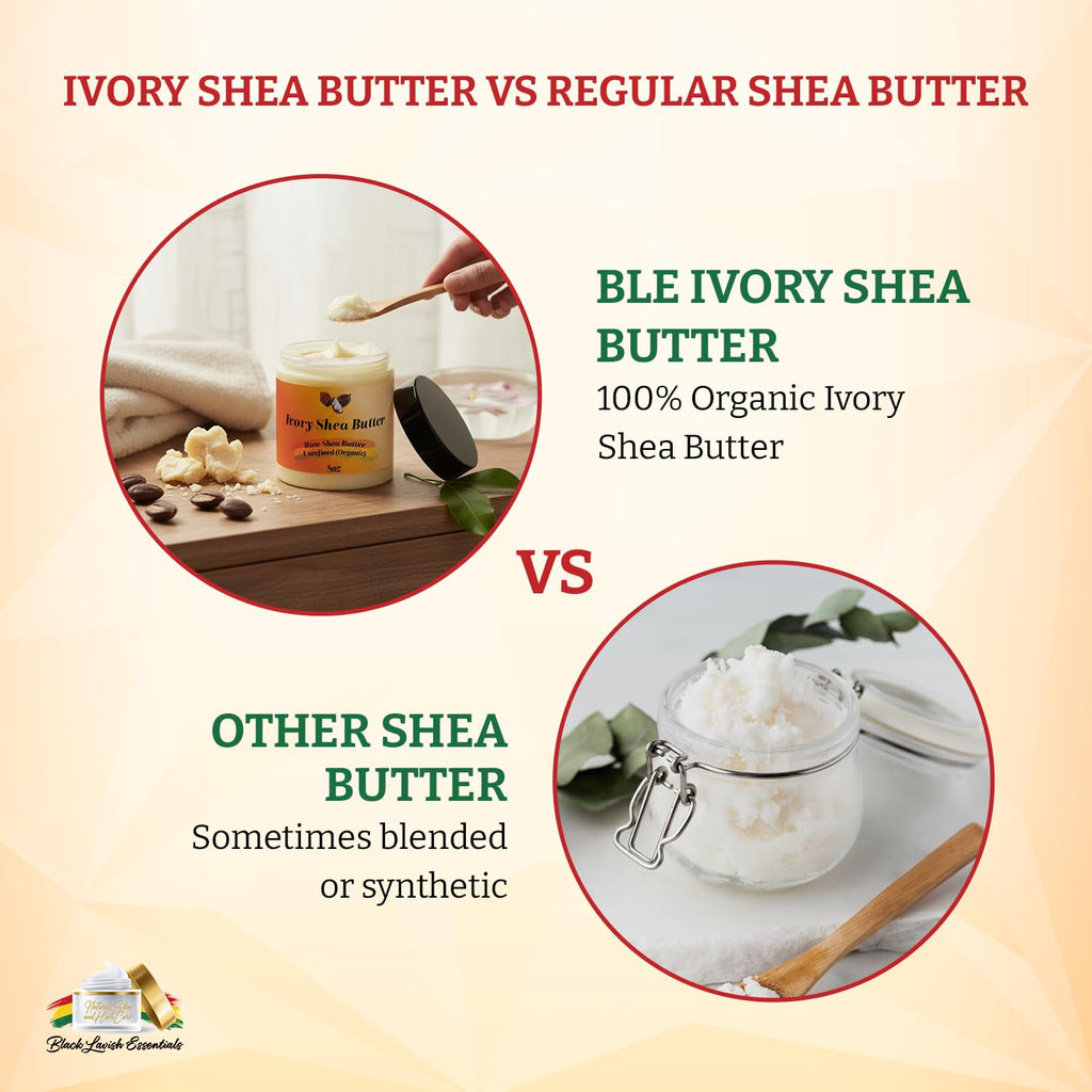 Organic West-African Ivory Shea Butter, Raw & Unrefined Grade A Shea Butter, Diy Ingredient, Moisture-Rich Skin & Hair Butter, Fast Absorbing, 8 Oz Jar