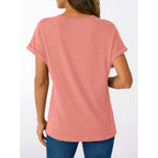AUTOMET Short Sleeve V Neck T Shirts Womens Summer Business Casual Dressy Tops 2026 Henley Loose Fit Basic Spring Outfit