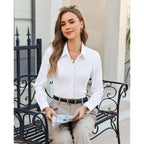 Women’s Button Down Shirt Slim Fit Stretch Wrinkle-Free Shirts for Women Long Sleeve Collared Work Blouse for Casual