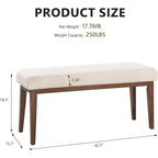 Upholstered Bench For Bedroom End Of Bed,42.5-Inch Entryway Bench For Living Room,Dining Bench With Padded Seat And Solid Wood Leg For Kitchen Bedroom,Indoor And Hallway (Bench, Beige)
