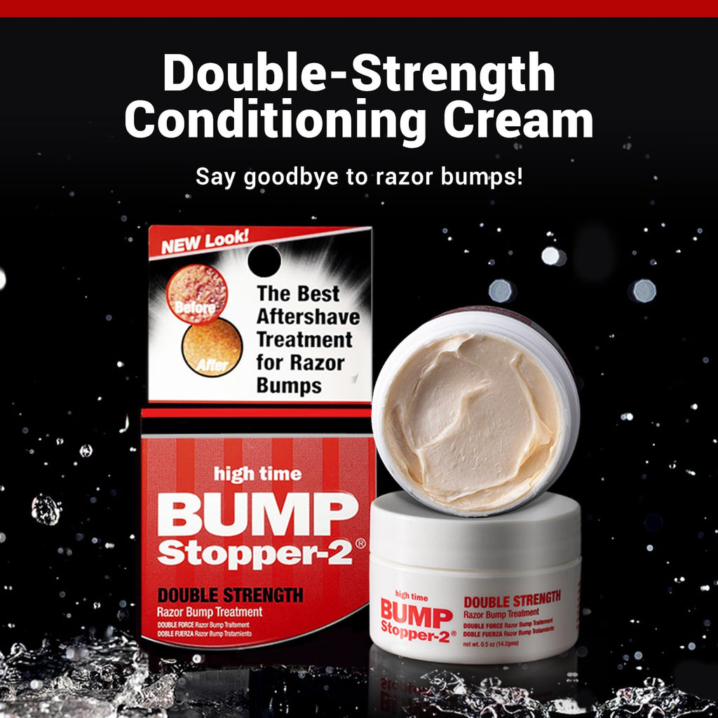 High Time Bump Stopper 2 Double Strength Ingrown Hair Cream for Face and Body | Aftershave Lotion for Men and Women | Razor Bump Balm | 0.5 OZ (2 Pack)