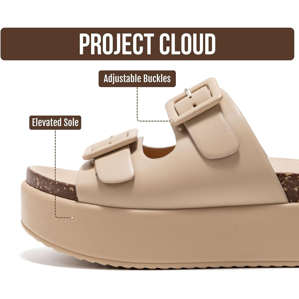 Project Cloud Platform Sandals Women - Plush & Soft Insole Wedge Slides For Women Footwear - Beach Essential Wedge Sandals For Women 2026 (Softy)