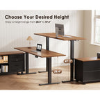 55 Inch L Shaped Electric Standing Desk With Drawers & File Cabinet Sets, Executive Sit Stand Desk, Height Adjustable Computer Desk For Home Office, Writing, Workstation, Walnut+Black