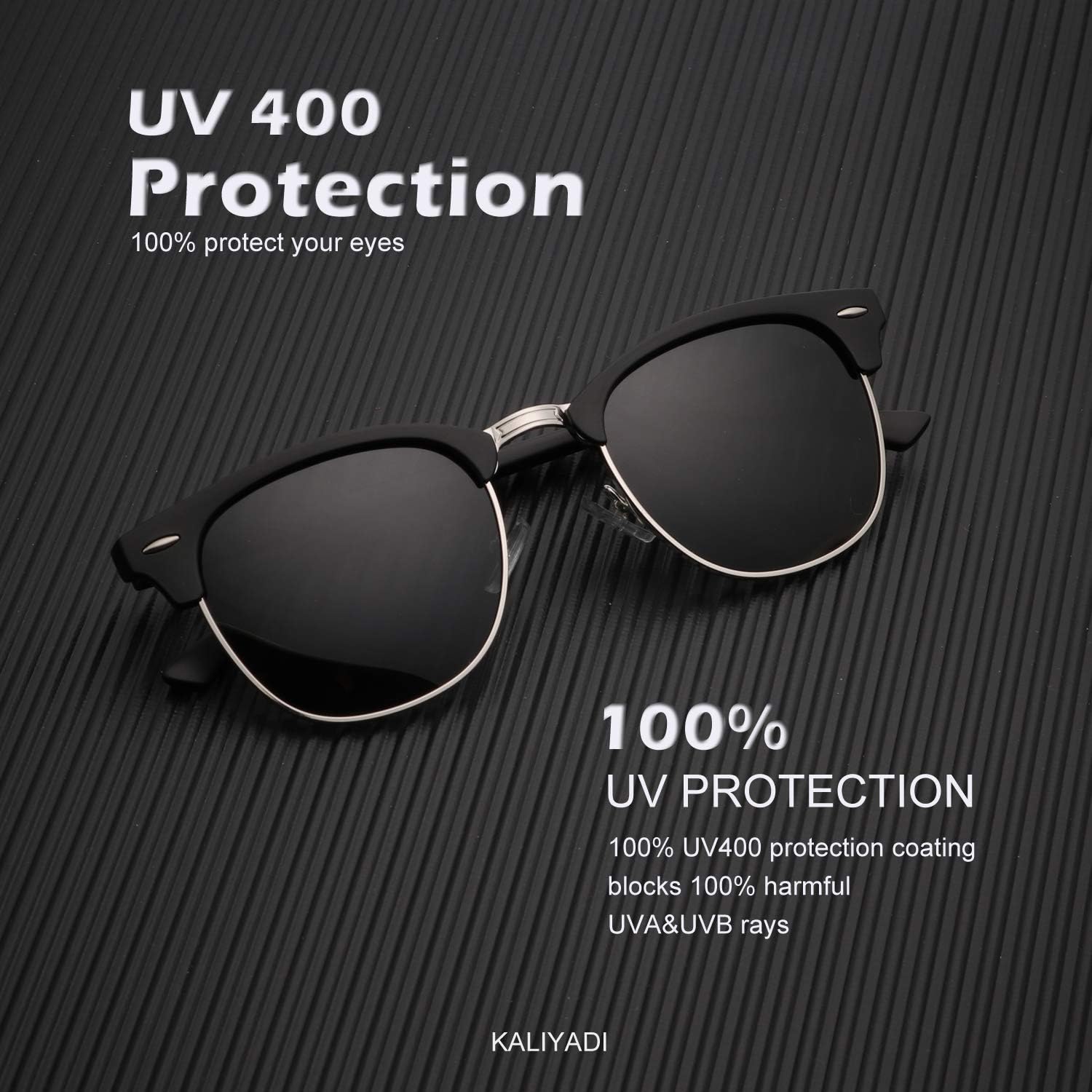 KALIYADI Polarized Sunglasses for Men and Women Semi-Rimless Frame Driving Sun glasses UV Blocking