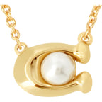 COACH Women's Pearl Signature Pendant Necklace