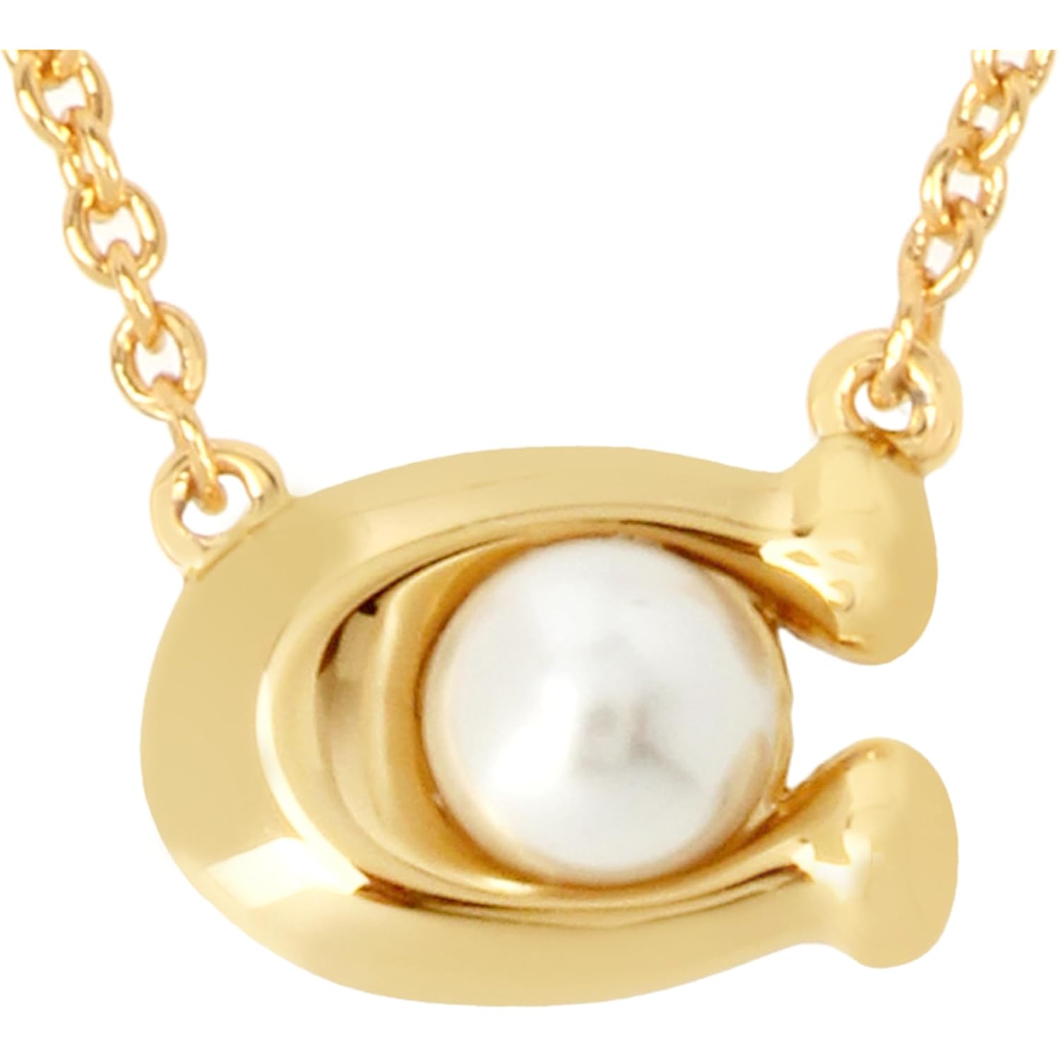 COACH Women's Pearl Signature Pendant Necklace