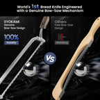 SYOKAMI 2026 Upgrade Bread Knife for Homemade Bread, World's 1st Real Bow-Design Sourdough Bread Slicer, Razor-Sharp Cutter for Crusty Sourdough & Baguette, 4 Thickness Scale Marks, Ideal for Gift