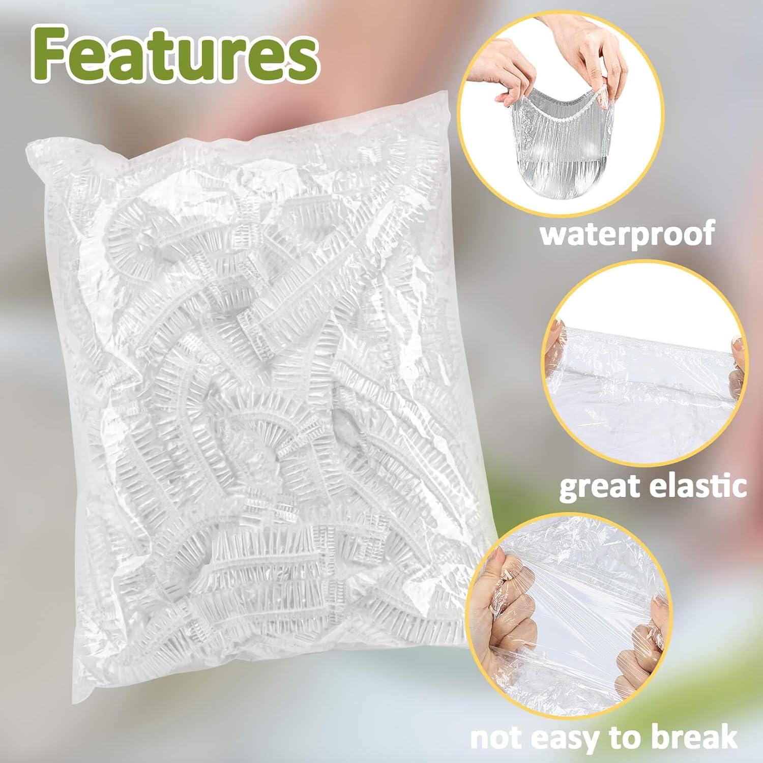 MAQIHAN 200 Bowl Covers for Bread Proofing - Medium Plastic Wrap Food Sourdough Baking Rising Elastic Reusable Plate Covers Outdoor Food Fresh Keeping Bags Shower Cap Hair Deep Conditioning