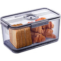 Bread Box Bread Boxes For Kitchen Counter Airtight, Time Recording Bread Storage Container With Lid, Bread Keeper For Homemade Bread, Toast, Bagel, Donut And Cookies, Grey