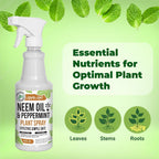 Mighty Mint Neem Oil & Peppermint Plant Nutrient Spray – Natural Leaf Shine For Indoor & Outdoor Use – Plant-Based Formula For Stronger, Healthy Plants - 16 Oz