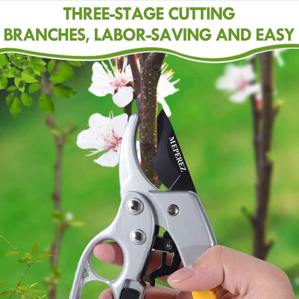 Premium Germany - Steel Pruning Shears, Work 3 Times Easier, Pruners Heady Duty, Sharp Garden Clippers Cuting Florist Flower, Hedge, Herb, Rose, Indoor Live Plants, Arthritis Weak Hand Snips