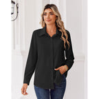 Zeagoo Blouse For Women Dressy Long Sleeve Button Down Shirts Business Casual Outfit Lightweight Solid/Printed Tops