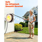 5/8 In 100Ft Retractable Garden Hose Reel With Any-Length Lock Slow Auto Rewind Heavy Duty Water Hose Reel With 9-Pattern Nozzle 180° Swivel Bracket Uv Resistant Wall Mounted Hose Reel For Outside