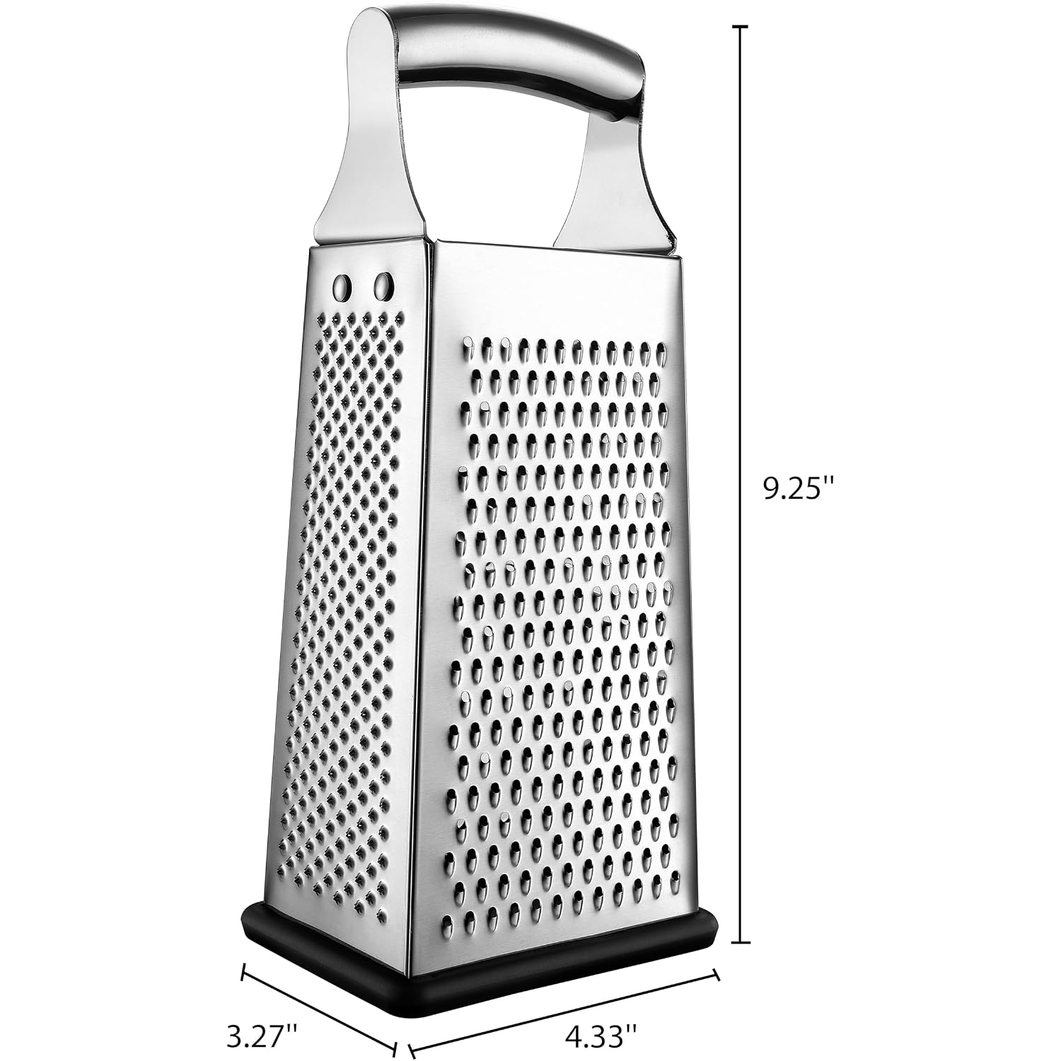 Spring Chef Professional Large Parmesan Cheese Grater, Stainless Steel Metal Box Grater With Handle, 4 Sided Handheld Kitchen Food Shredder For Cheese, Carrot, Veggie, Ginger, Potato - Dishwasher Safe