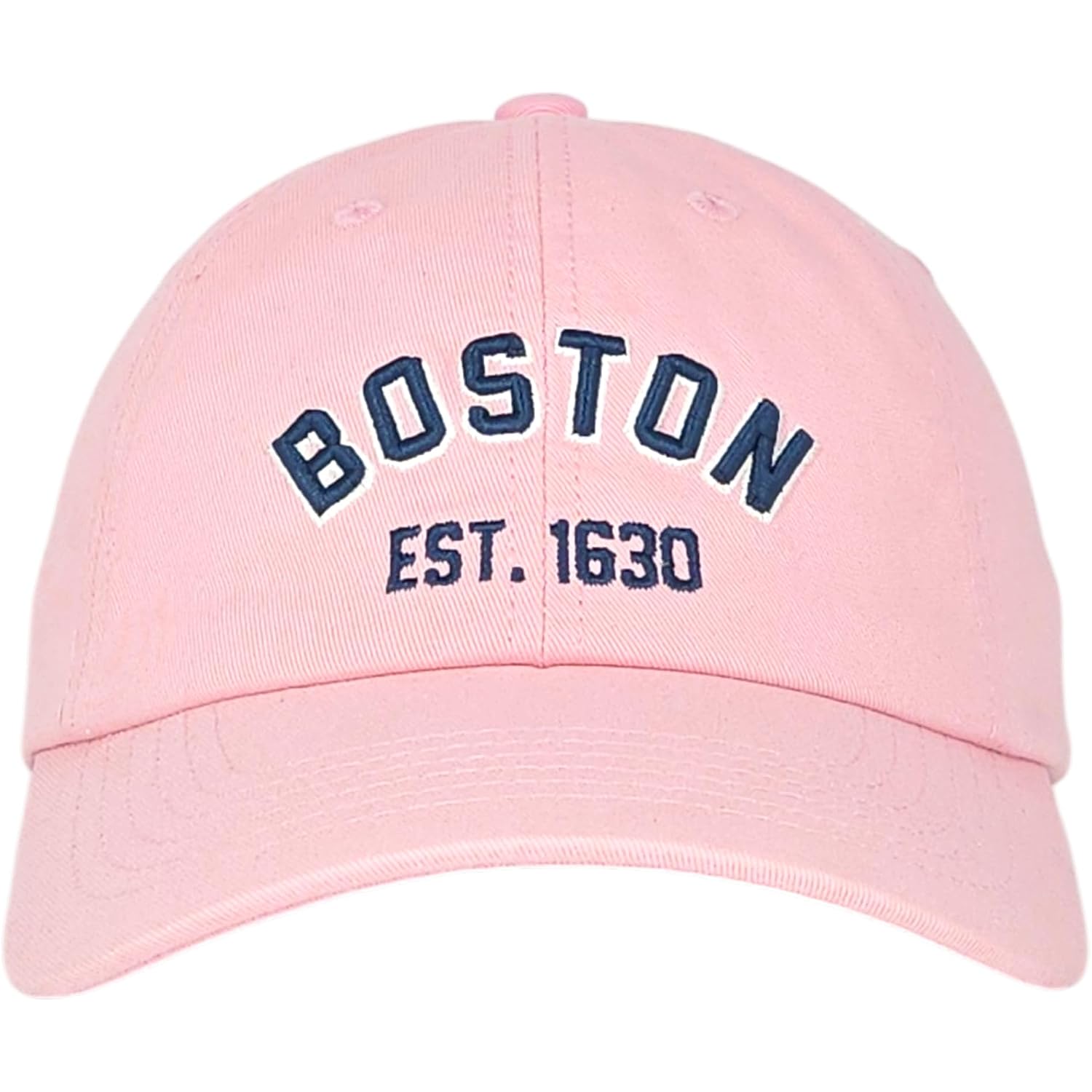 Boston EST 1630 Dad Hat, Cotton Baseball Cap, Adjustable Metal Buckle, Unisex Pink
