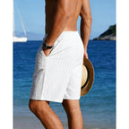 Mens Linen Shorts Casual Drawstring Elastic Waist Lightweight Breathable 7 Inch Inseam Summer Beach Shorts