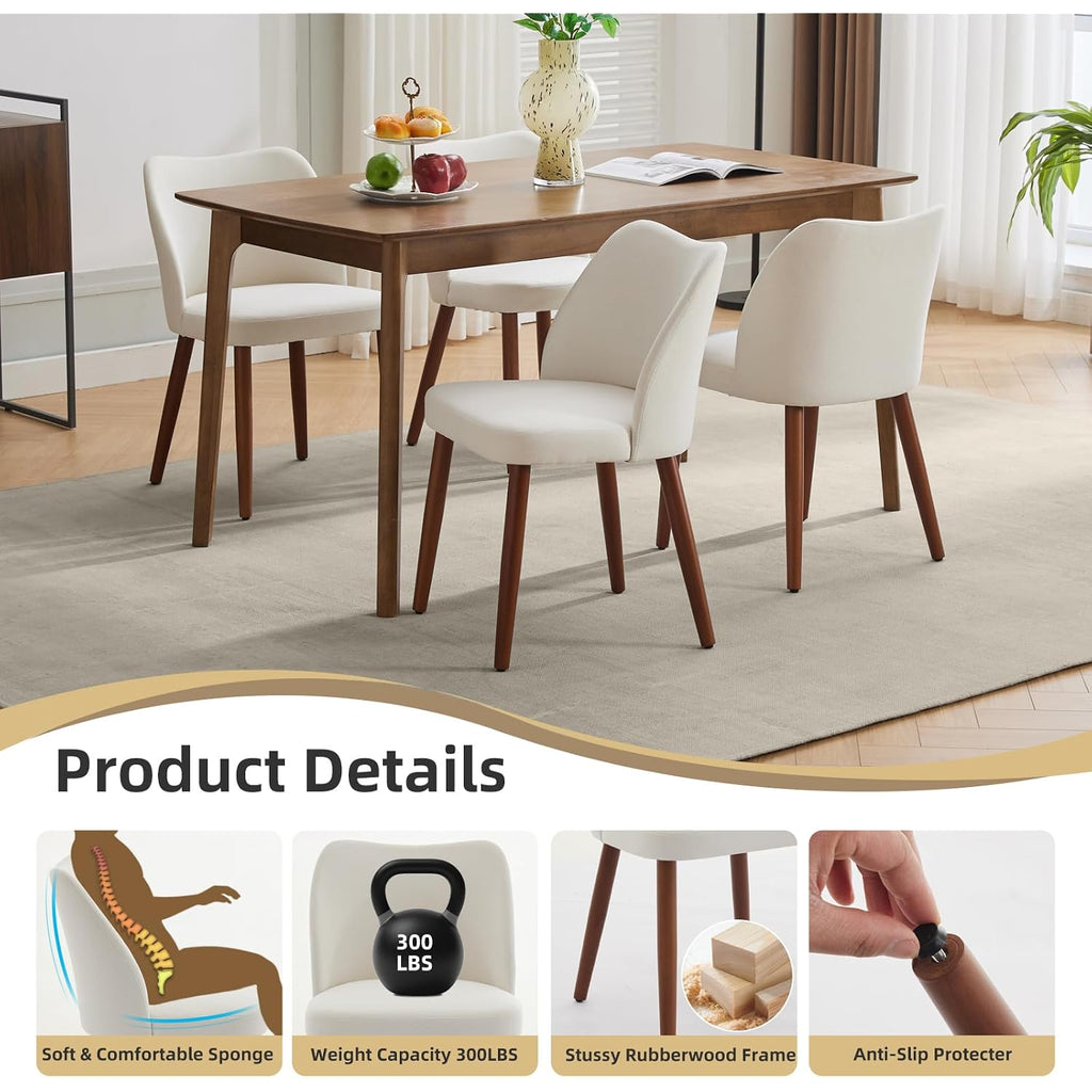 Garveehome Wooden Dining Chair Set Of 4 Upholstered Fabric Dining Chair
