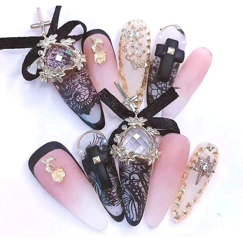 10 Rolls Retro Holographic Nail Foil Transfer Stickers Black Lace Laser Foils Nail Art Supplies Starry Paper Designs for Acrylic Decorations Women DIY Nail Arts Manicure Wraps Charms