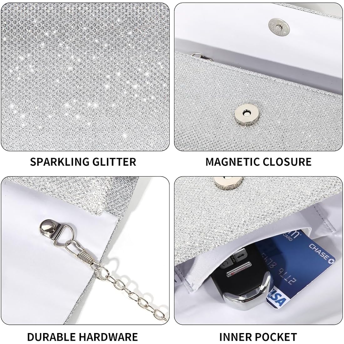 lovyoCoCo Evening Bag Clutch Purses for Women Ladies Sparkling Party Handbag Wedding Bag