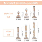 NUPTIO Candlestick Holders Wood for Home: Set of 3 Tall Farmhouse Taper Candle Holders for Christmas Gift Mantel Decor