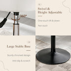 Lue Bona Adjustable Vanity Stool, 360 Swivel Chair For Makeup Room, White Faux Leather Stool For Bathroom & Living Room