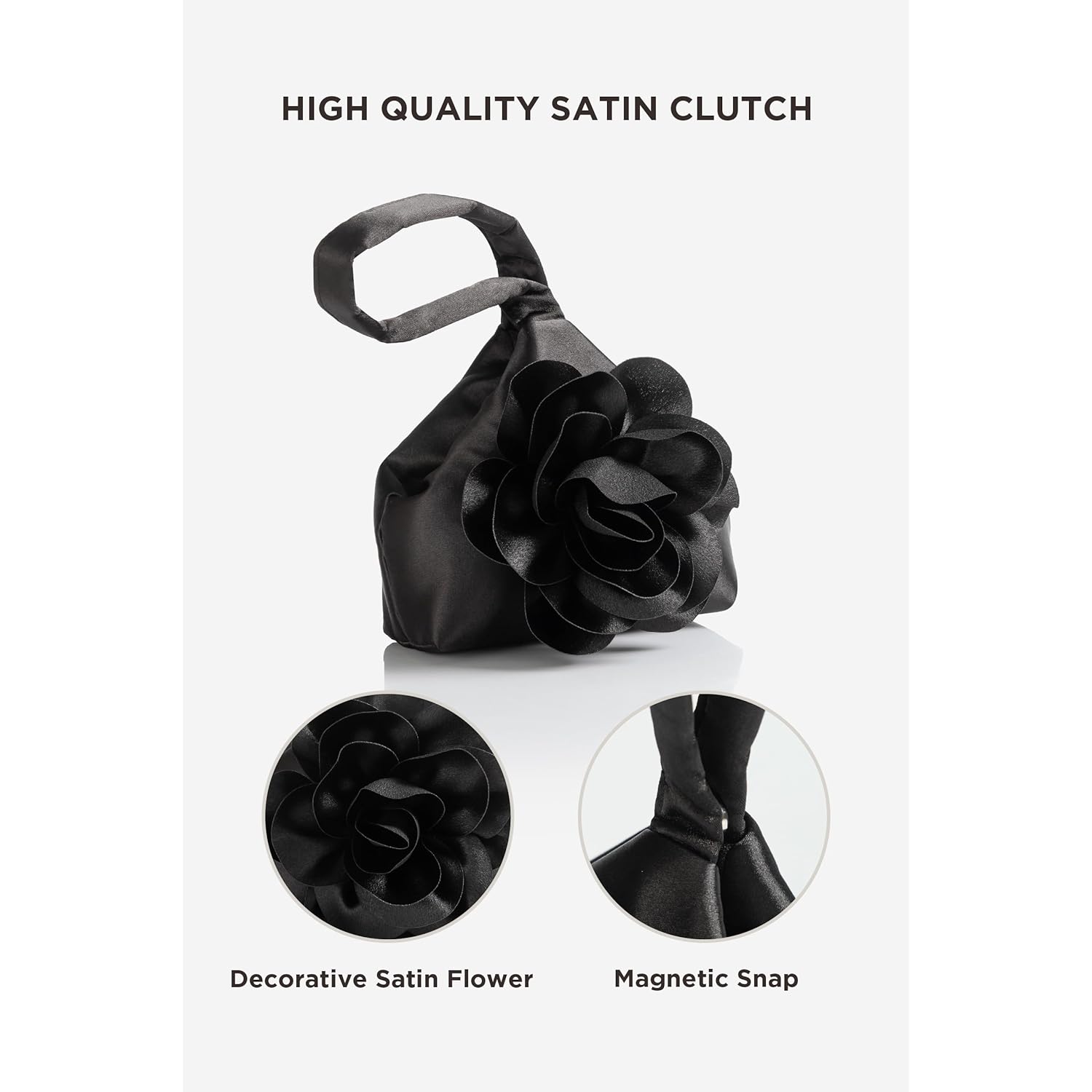 BABEYOND Clutch Purses for Women - Evening Bags Flower Satin Handbag Classy Wristlet Purse for Party Daily Wedding