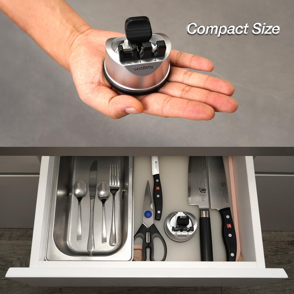 Sharpal 191H Knife Scissors Sharpener | Repairs, Restores & Sharpens, Straight, Serrated & Kitchen Knives, Versatile Sharpening Tool For Blades, Gifts For Home Cooks