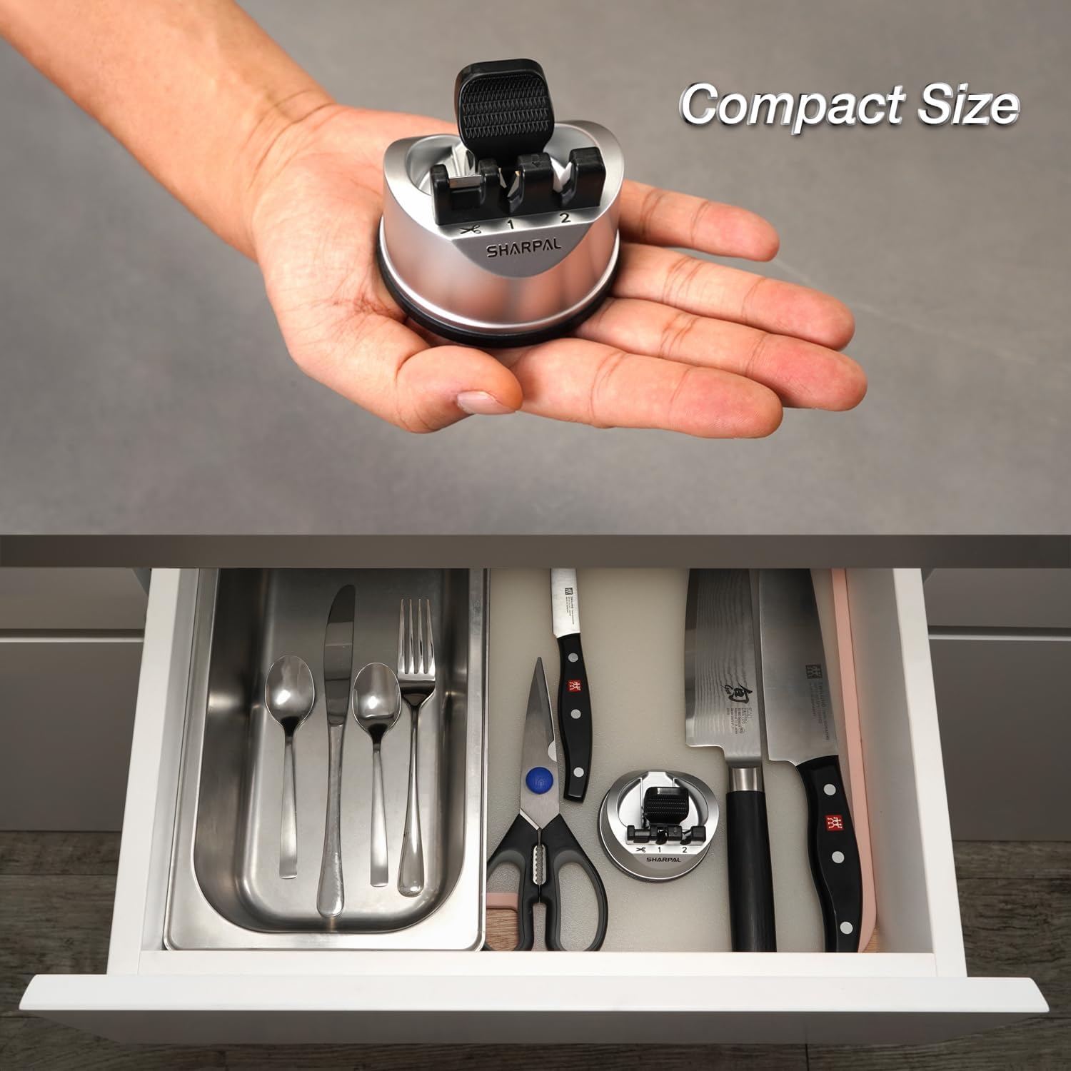 Sharpal 191H Knife Scissors Sharpener | Repairs, Restores & Sharpens, Straight, Serrated & Kitchen Knives, Versatile Sharpening Tool For Blades, Gifts For Home Cooks
