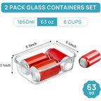 Vtopmart 2Pack 1860Ml/63Oz Large Glass Storage Containers With Lids, Meal Prep Food Container Set With Snap Airtight Lid For Baking, Microwave, Oven, Leak Proof, For Freezer, Dishwasher, Grey
