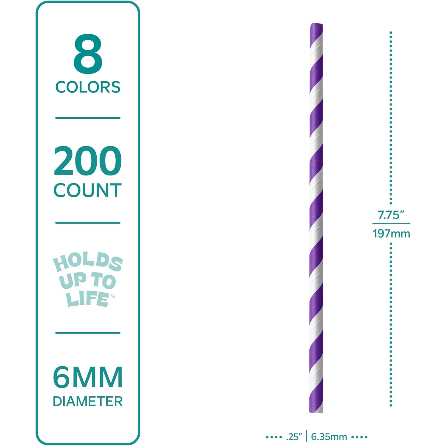 Gusto [200 Pack] Striped Paper Drinking Straws – Sturdy & Non-Soggy – 100% Biodegradable, Food-Safe Ink, And Multi-Layered For Long-Lasting Use – Vibrant Assorted Colors (Formerly Comfy Package)