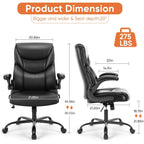 Sweetcrispy Computer Gaming Chair, Ergonomic High Back Heavy Duty Task Desk Office Chairs With Wheels, Flip-Up Arms, Adjustable Height, Pu Leather,Inky