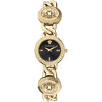Versace Stud Icon Women'S Watch, 26Mm Ip Yellow Gold Case, Black Sunray Dial, Gold Tone Bracelet, Swiss Quartz Movement, Jewelry Clasp, 3 Atm Water Resistant