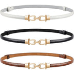 JASGOOD Leather Skinny Belts for Women Plus Size Ladies Thin Waist Belts Adjustable for Jeans Pants Dresses with Gold Buckle