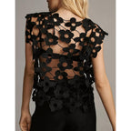 Women'S Hollow Out Floral Lace Vest Sleeveless Crewneck Cover Up Summer Going Out Tops