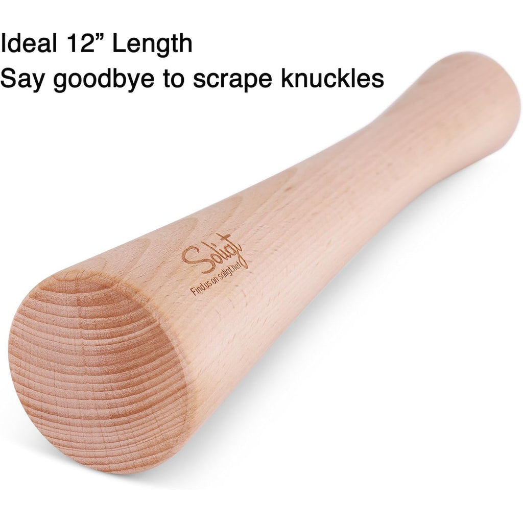 Soligt 12" Sauerkraut Pounder for Mason Jars Vegetable Fermentation- One Piece of Solid Wood