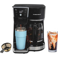 Hamilton Beach 2-Way 12 Cup Programmable Drip Hot and Iced Coffee Maker & Single Serve Coffee Machine, AquaFlow Showerhead, Glass Carafe, Auto Pause and Pour, Black (47500J)