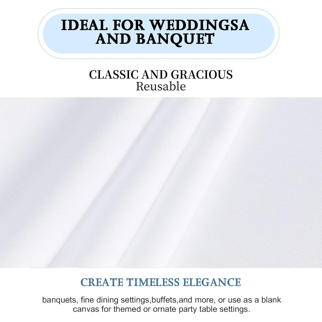 FINDYOU 10 Pack White Table Cloth Rectangle Table 60 x 102 Inch Tablecloths for 6 Foot Rectangle Tables. Stain and Winkle Resistant Polyester Washable White TableCloths for Parties Wedding Dining