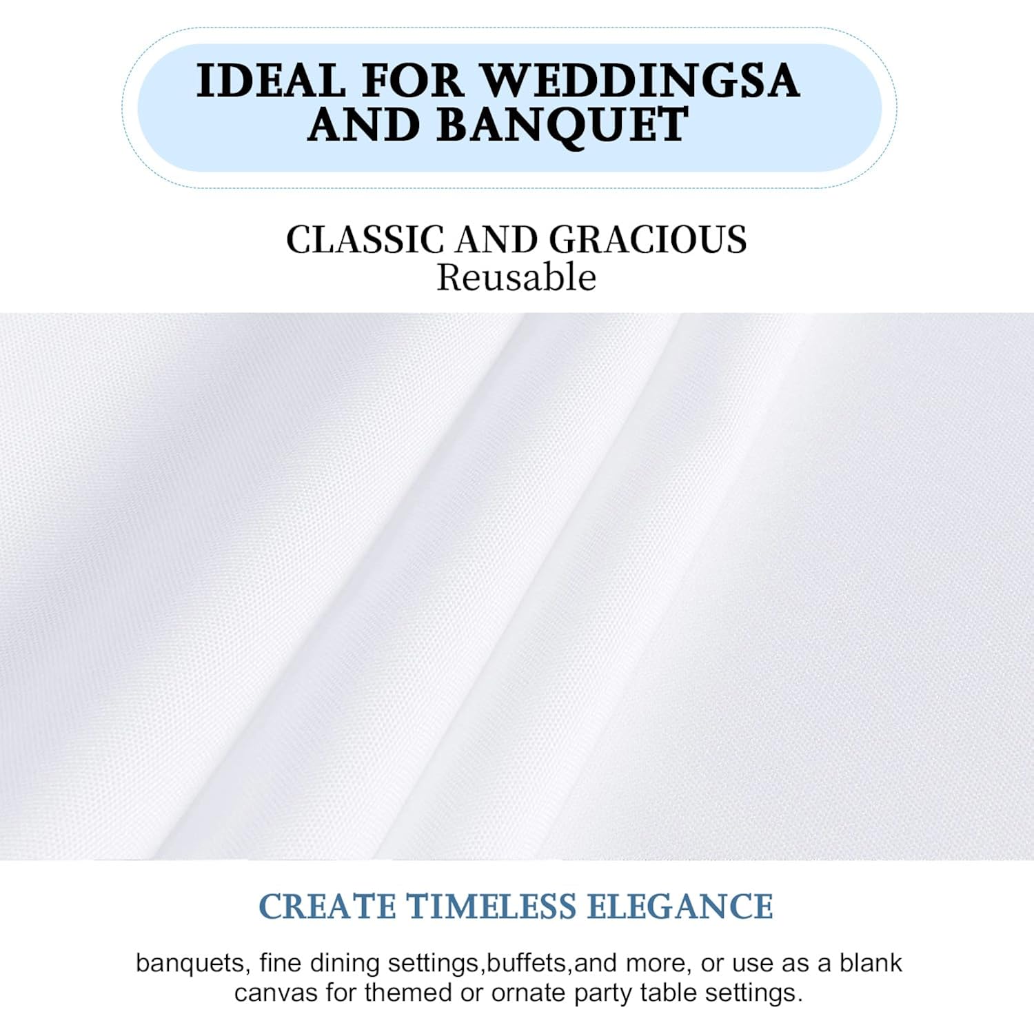 FINDYOU 10 Pack White Table Cloth Rectangle Table 60 x 102 Inch Tablecloths for 6 Foot Rectangle Tables. Stain and Winkle Resistant Polyester Washable White TableCloths for Parties Wedding Dining