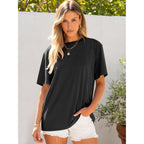 Women's Oversized Tee Shirts, Comfy Fabric Loose Fit Top, All-Day Cozy for Gym, Lounge Office, Versatile Casual Wear