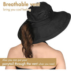 Sun Hats for Women Gardening Hat Wide Brim Ponytail Beach Sun Protection Breathable Cotton Summer Hat with Fold-Up Brim