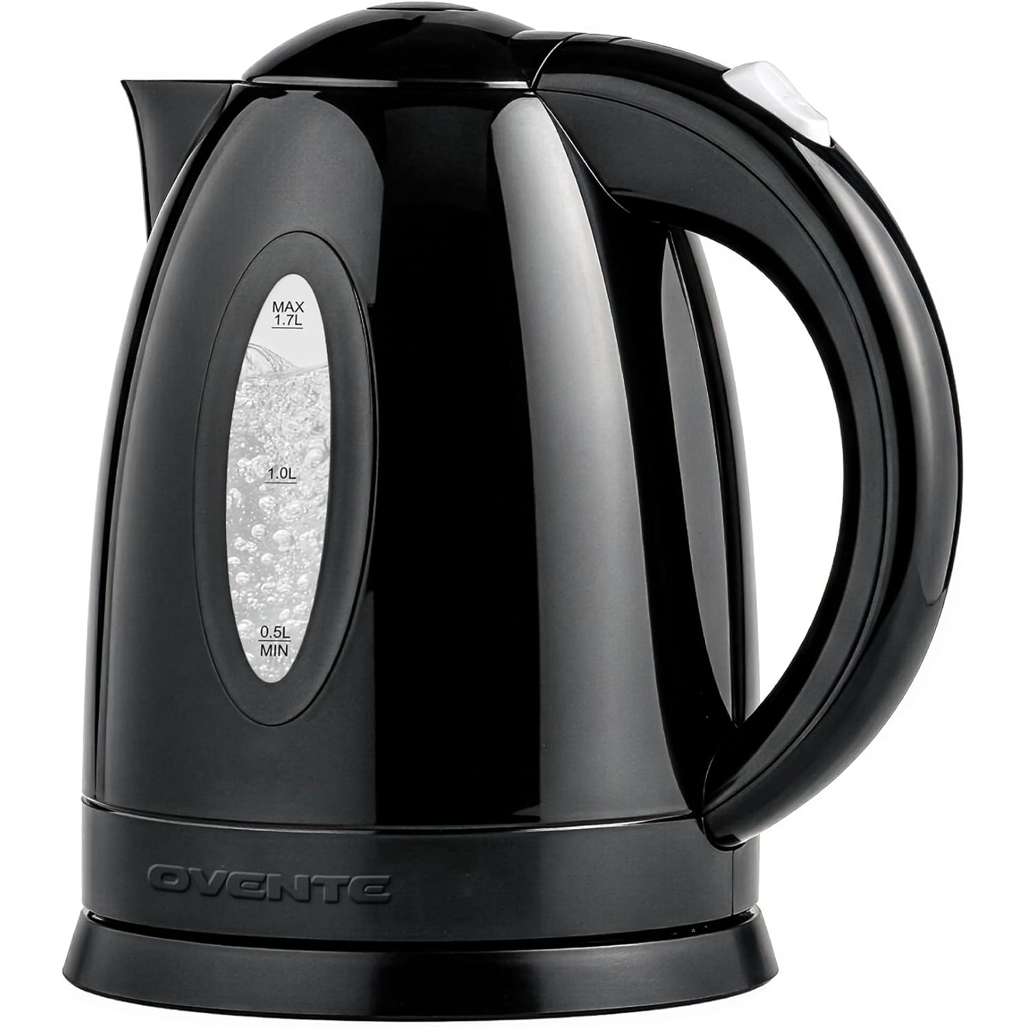 OVENTE Electric Kettle, 1.7L Fast Boiling Water Heater for Coffee or Tea, BPA Free with Water Level Gauge, Auto Shut-Off, Boil-Dry Protection, Indicator Light and Removable Filter, Black KP72B