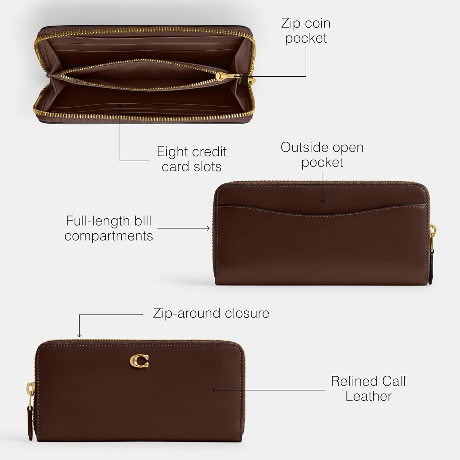 Coach womens Slim Accordion Zip