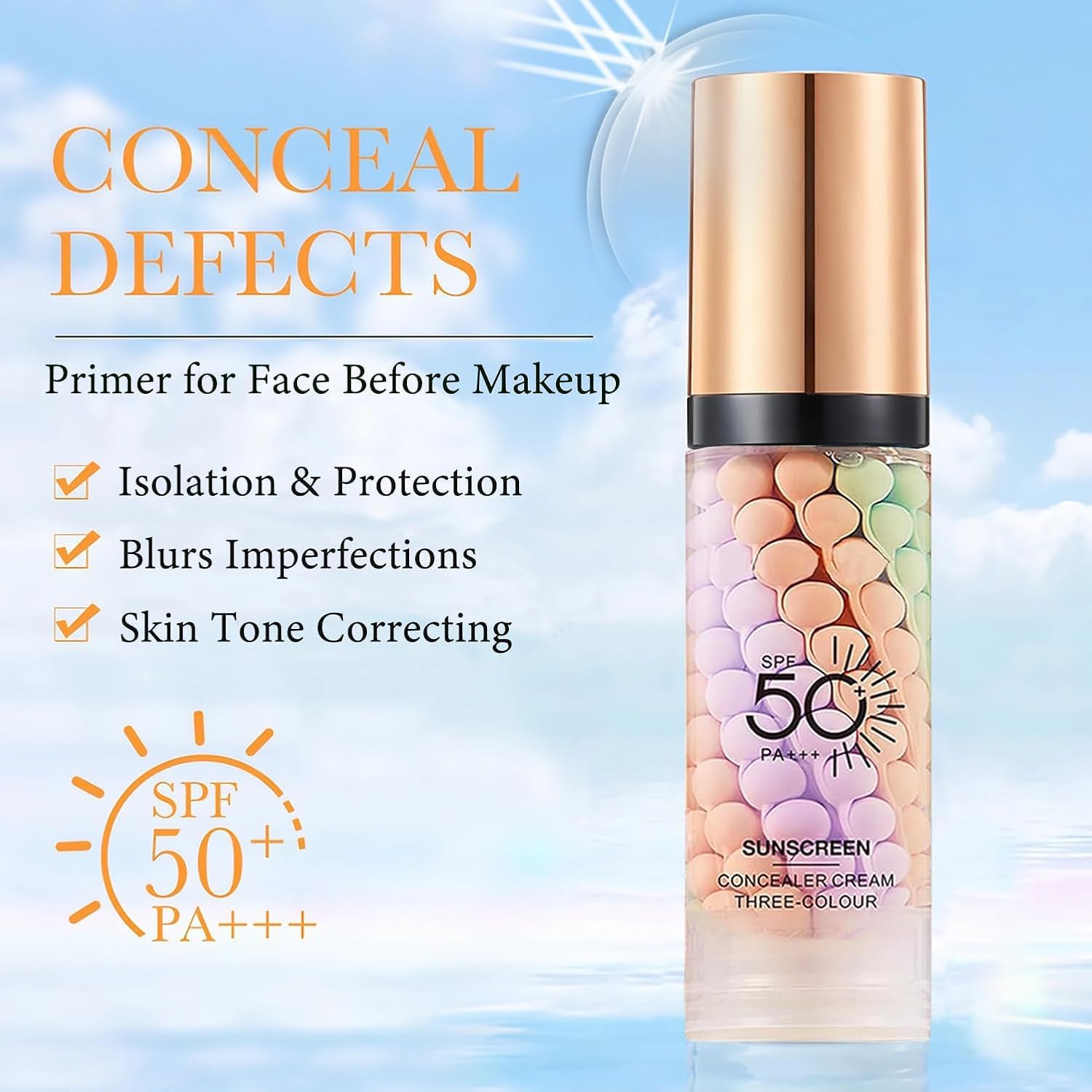 2PCS 3 In 1 Primer for Face Before Makeup, One Step Color Corrector Face Makeup Primer, Tinted Moisturizer with SPF, Tinted Sunscreen for Face, SPF 50, Oil Control, Even Skin, Natural Finish (Set A)