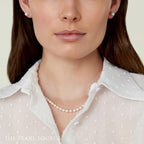The Pearl Source 14K Gold 4-9mm AAA Quality Graduated Round White Freshwater Cultured Pearl Necklace for Women