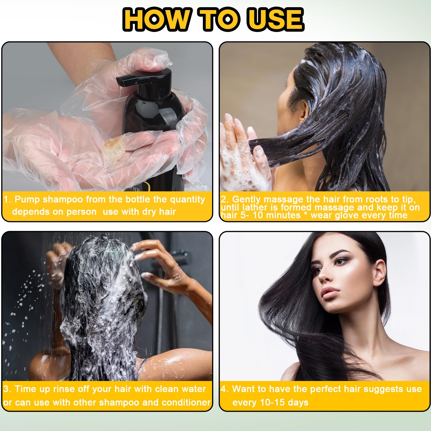 Hair Dye Shampoo 3 In 1 For Gray Hair, Herbal Ingredients Natural Shampoo Hair Dye For Women Men (Black)